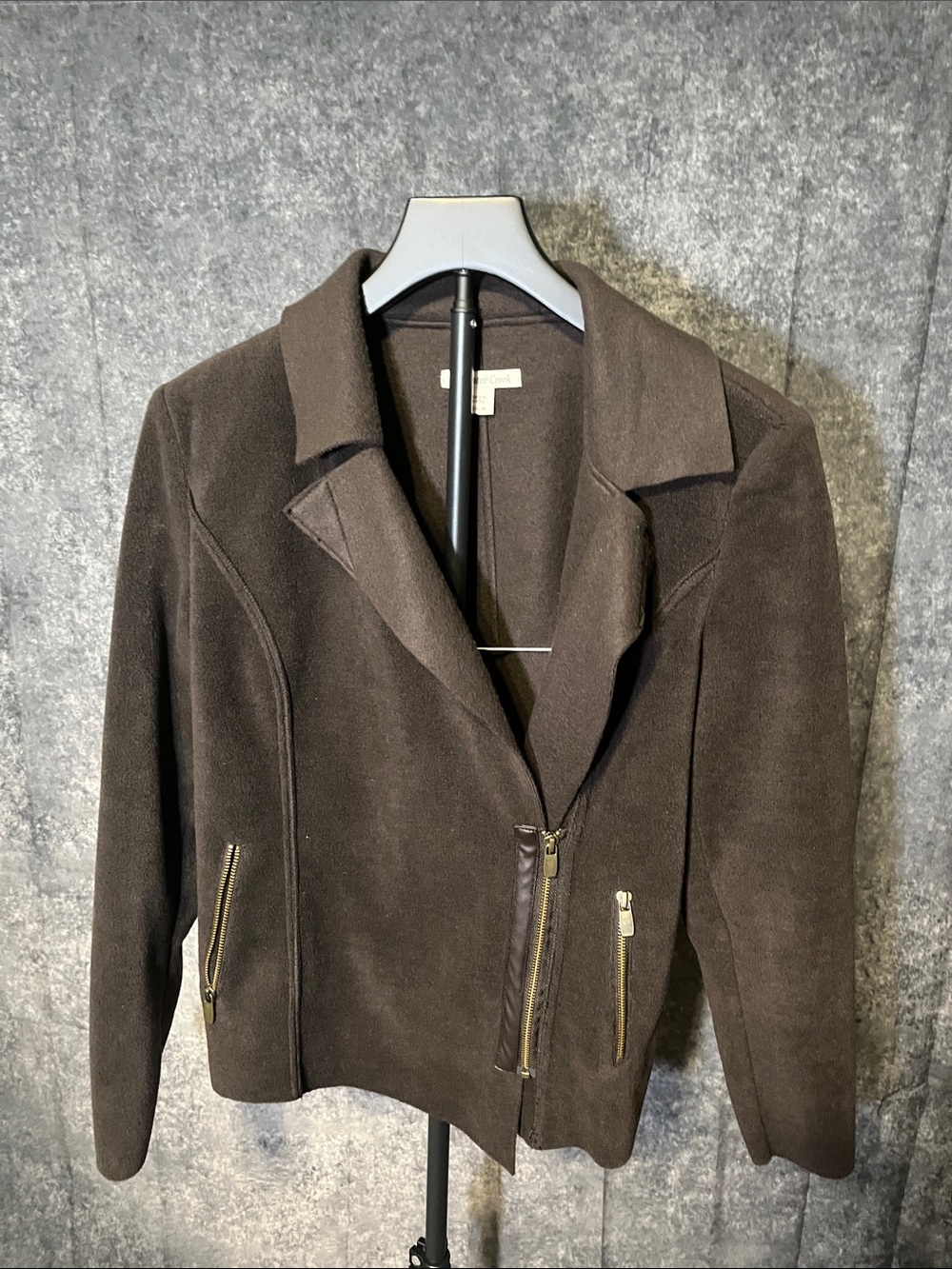 Coldwater Creek Dark Brown Suede Moto Jacket